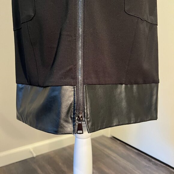 As U Wish Black Faux Leather Trimmed Bodycon Zip Front Ponte Dress, Size 4 - Picture 7 of 16